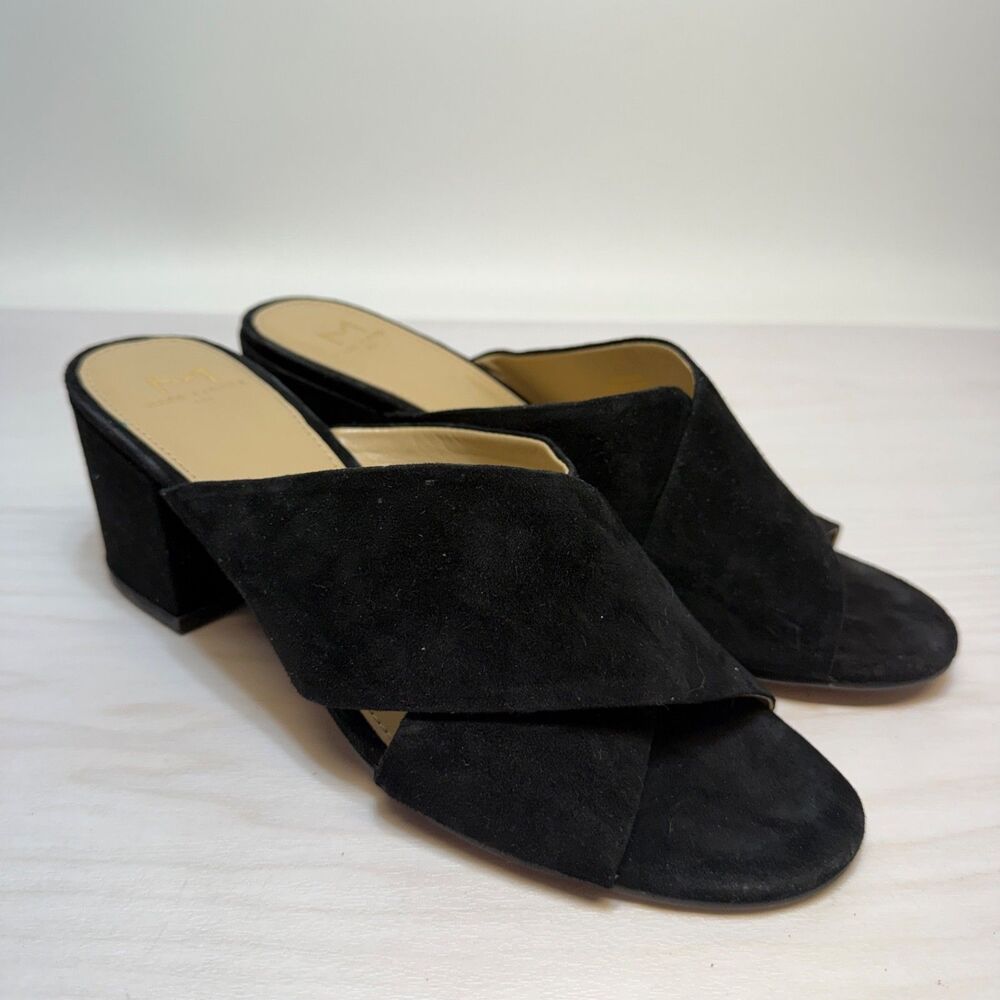 Marc Fisher LTD Rinna Crisscross Slide Black Suede Womens Size‎ 8.5 Heels Slides